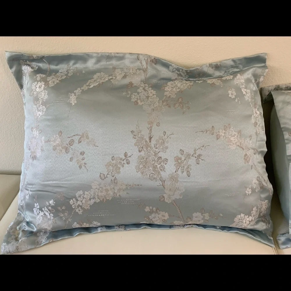 Elegant Blue Floral Accent Pillows